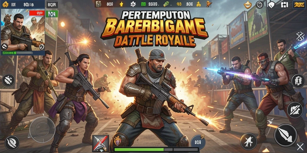Screenshot gameplay dari 8QR yang menunjukkan aksi Battle Royale.