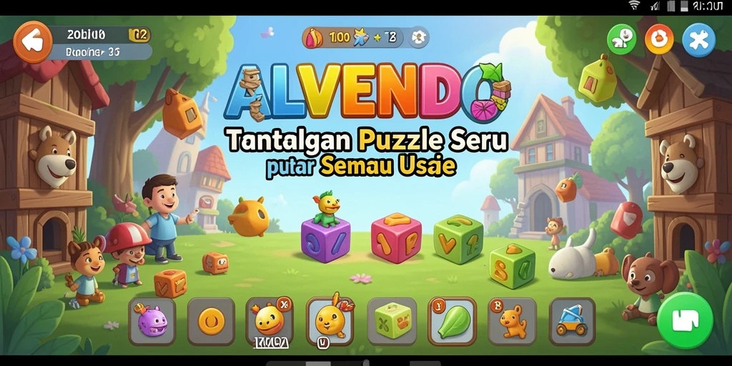 Tampilan gameplay seru ALVENDO dengan tantangan Puzzle menarik.