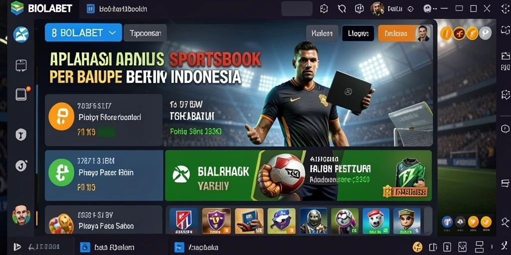 Tampilan utama aplikasi BIOLABET menampilkan opsi taruhan olahraga yang menarik.