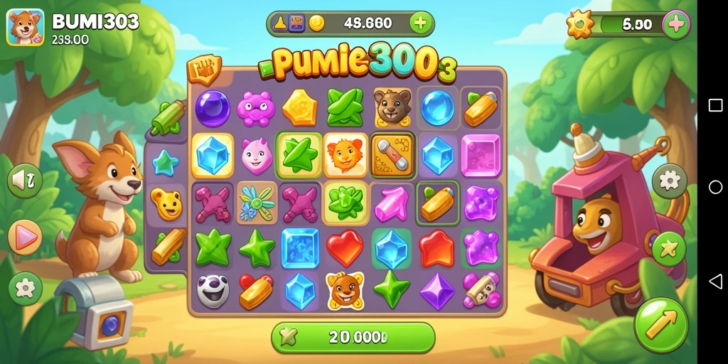 Screenshot gameplay BUMI303 menampilkan aksi Match-3 yang seru.