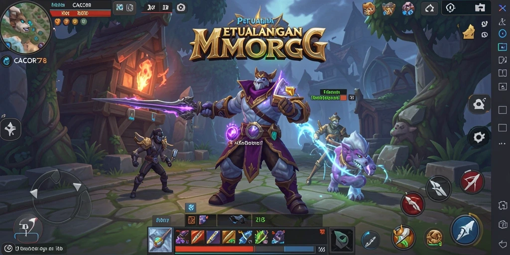 Screenshot utama CACOR78 menampilkan aksi pertempuran epik dalam game MMORPG.