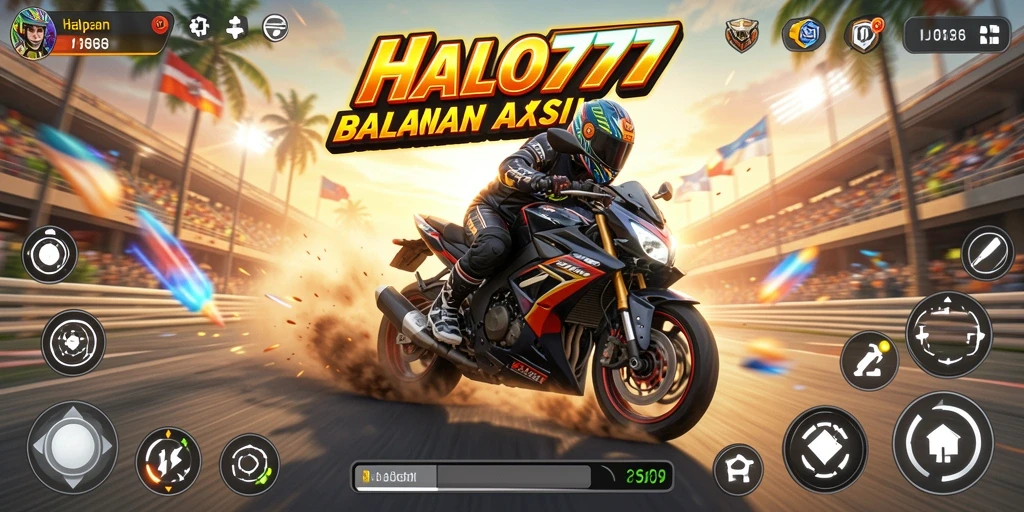 Tangkapan layar utama HALO777 menampilkan aksi balapan motor yang mendebarkan.