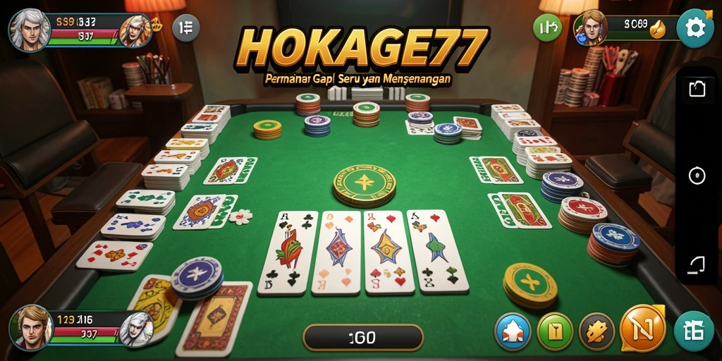 Screenshot gameplay HOKAGE77 yang menunjukkan suasana bermain Gaple.