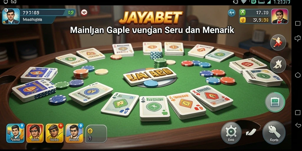 Tampilan gameplay seru Gaple di JAYABET dengan pemain aktif.