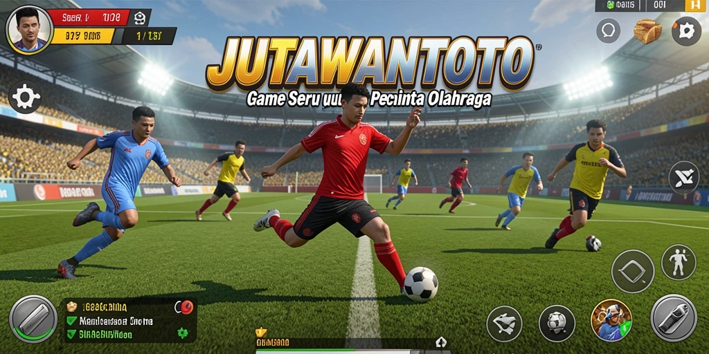 Screenshot gameplay seru JUTAWANTOTO yang menggambarkan aksi olahraga.