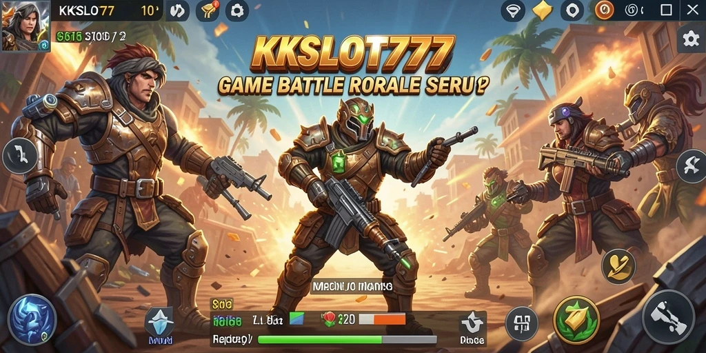 Gameplay KKSLOT777 menampilkan pertarungan seru antara para pemain di peta yang luas.