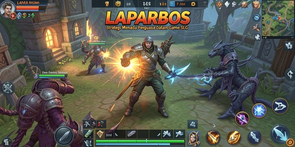 Tangkapan layar utama gameplay LAPARBOS dengan pertempuran seru dan strategi.