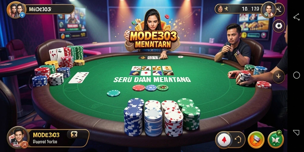 Tampilan gameplay poker yang seru dan menantang di MODE303.