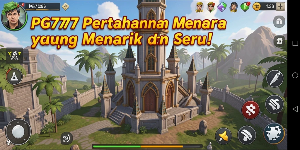 Tampilan screenshot PG777 menampilkan pertarungan menara pertahanan yang seru.