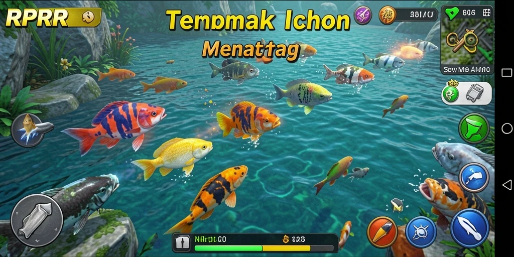 Screenshot gameplay RPRR menampilkan aksi menembak ikan yang seru dan menarik.