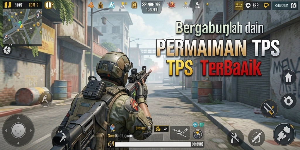 Screenshot SPINBET99 menunjukkan aksi seru dalam permainan TPS.