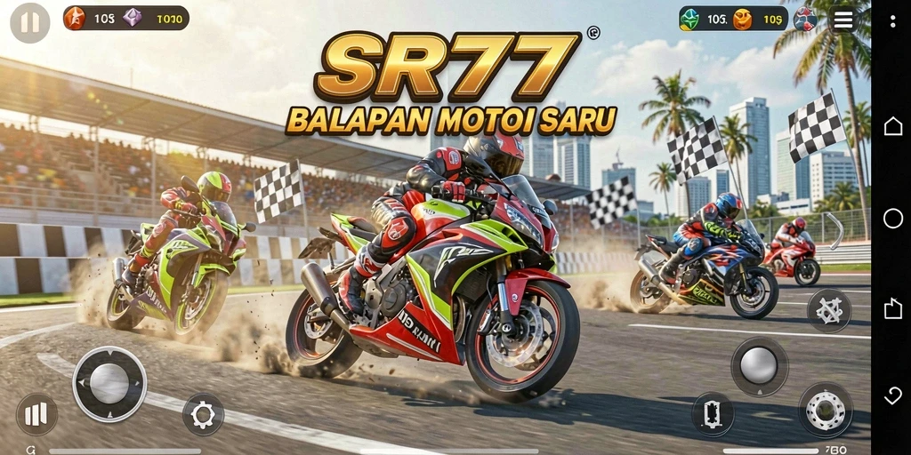 Tampilan gameplay balapan motor yang mendebarkan dan menantang.