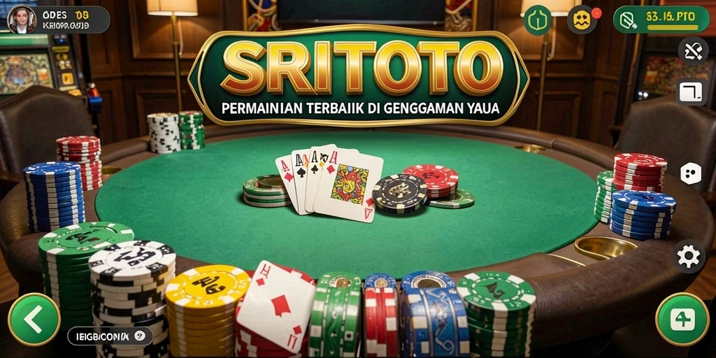Screenshot gameplay Poker seru di SRITOTO yang menunjukkan aksi taruhan dan kartu.