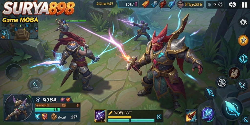 Tangkapan layar aksi seru dalam gameplay SURYA898 MOBA.
