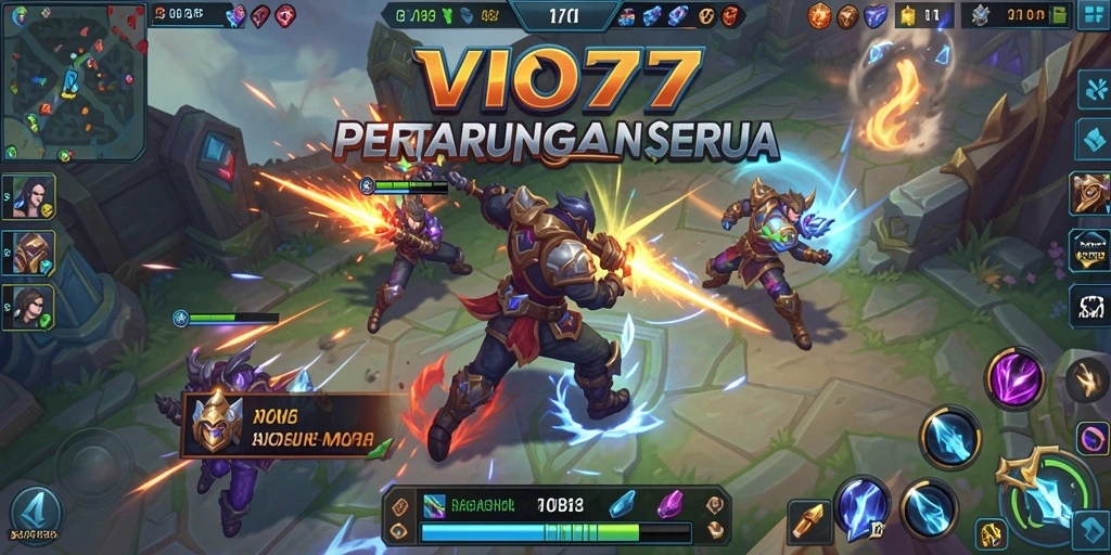 Screenshot gameplay VIO77 dengan aksi seru di arena MOBA.
