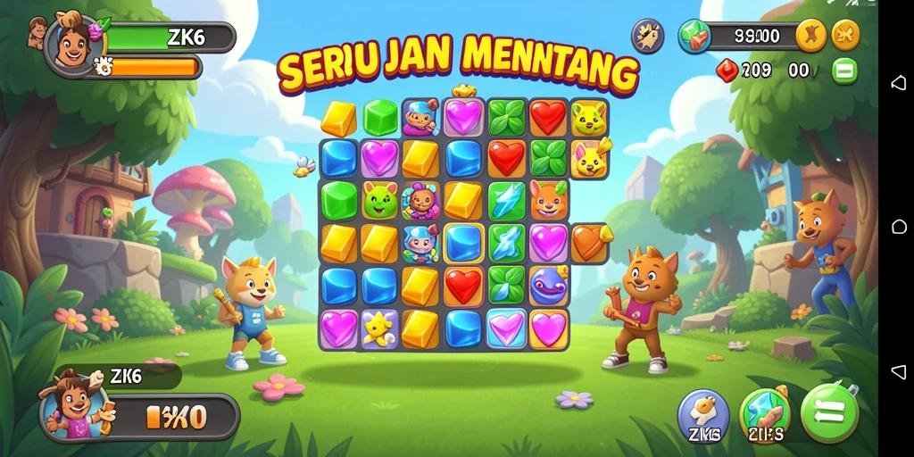 Tampilan seru gameplay ZK6 dalam aksi Match-3 yang menantang!